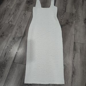 Good American White Textured Midi Dress